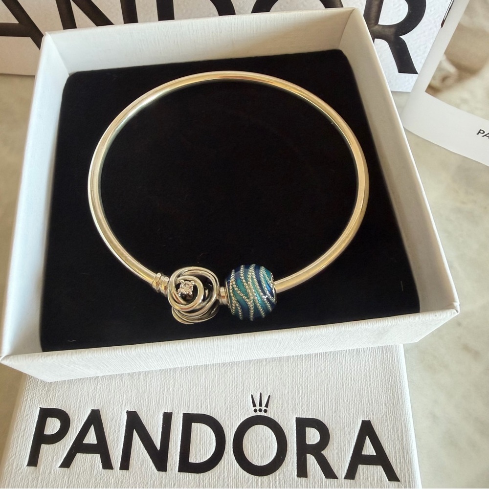 Pandora Silver Bracelet with Blue Charm
